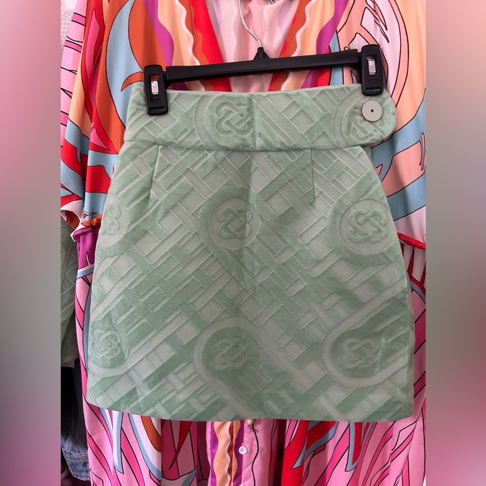 Casablanca mint green sponge like material mini skirt